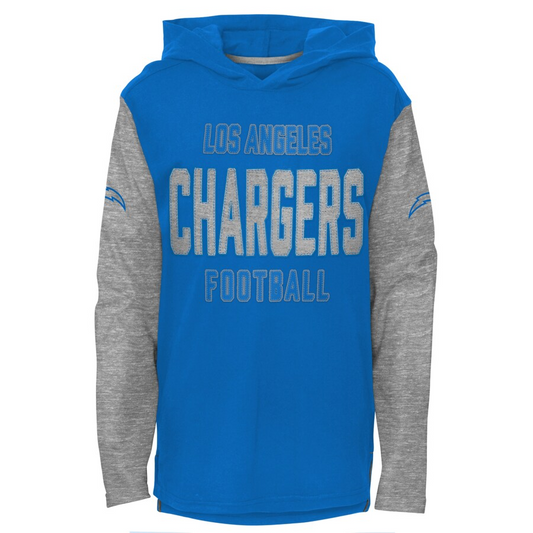 CAMISETA DE MANGA LARGA CON CAPUCHA DE LOS ANGELES CHARGERS YOUTH HERITAGE