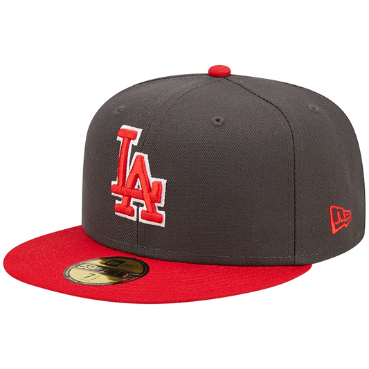 GORRO AJUSTADO 59FIFTY DE LOS ANGELES DODGERS EN 2 TONOS - CARBÓN/ ROJO