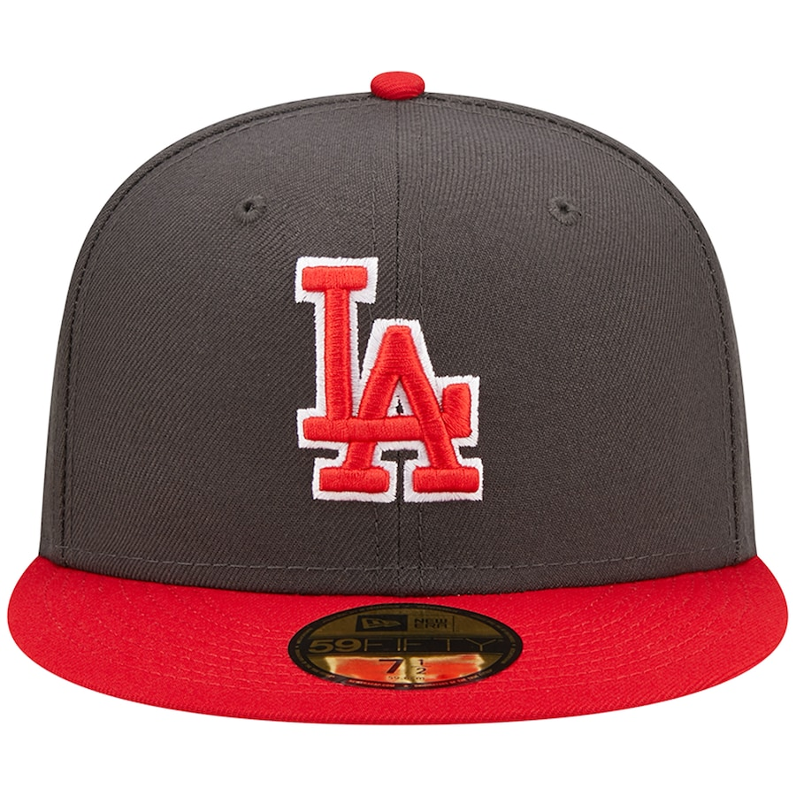 GORRO AJUSTADO 59FIFTY DE LOS ANGELES DODGERS EN 2 TONOS - CARBÓN/ ROJO