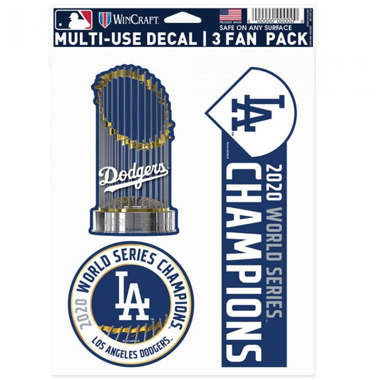 LOS ANGELES DODGERS 2020 WORLD SERIES CHAMPS SET DE CALCOMANÍAS DE 3 PAQUETES