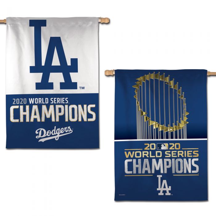 LOS ANGELES DODGERS 2020 WORLD SERIES CHAMPS BANDERA VERTICAL DE DOBLE CARA