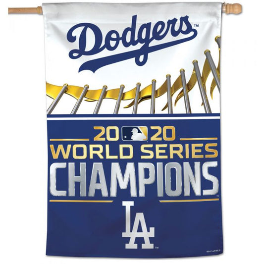 LOS ANGELES DODGERS 2020 BANDERA VERTICAL DE CAMPEONES DE LA SERIE MUNDIAL