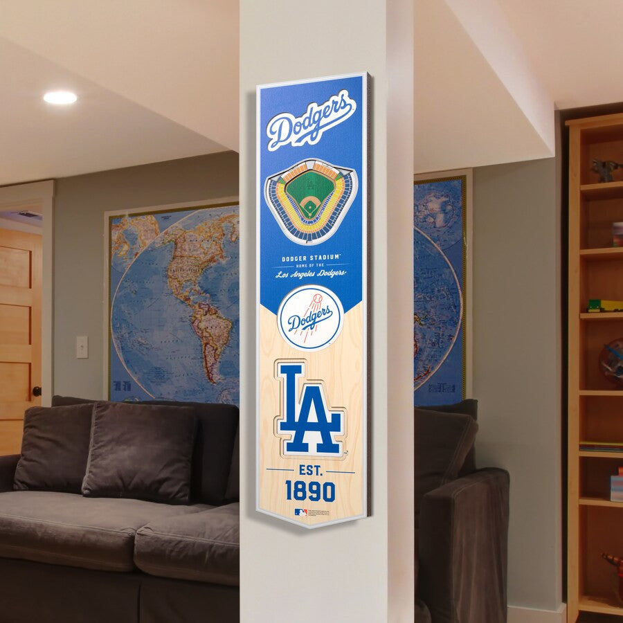 LOS ANGELES DODGERS 3D STADIUM VIEW BANNER DE MADERA