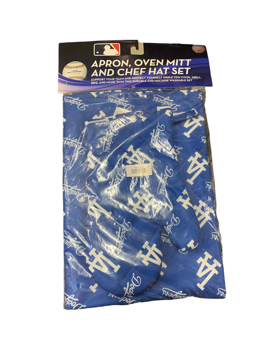 LOS ANGELES DODGERS 3PC SET APRON MITT HAT SET