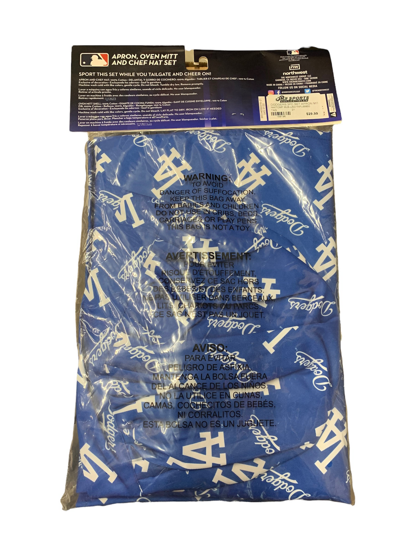 LOS ANGELES DODGERS 3PC SET APRON MITT HAT SET