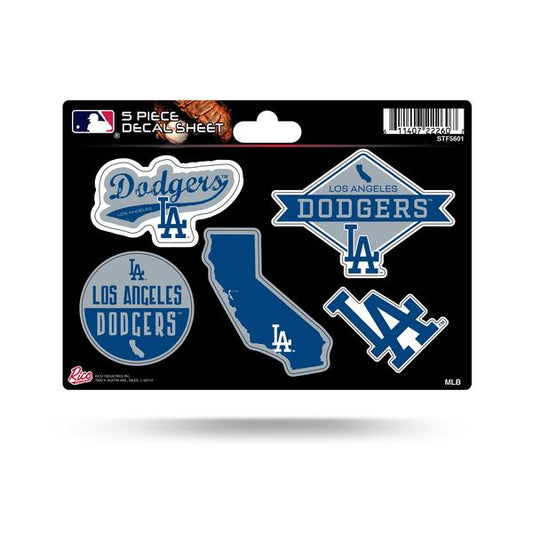 HOJA DE PEGATINAS DE 5 PIEZAS DE LOS ANGELES DODGERS