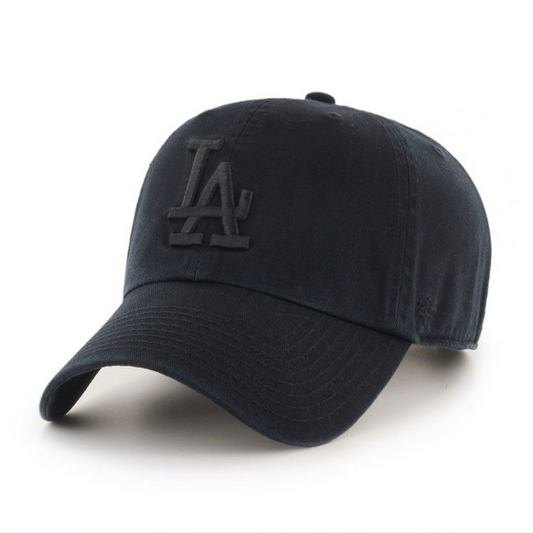 LOS ANGELES DODGERS ADJUSTABLE 47 BRAND CLEAN UP HAT - BLACK/ BLACK