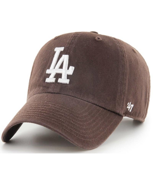 LOS ANGELES DODGERS ADJUSTABLE 47 BRAND CLEAN UP HAT - BROWN