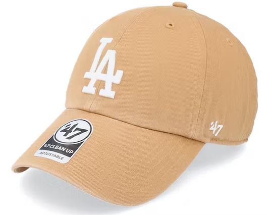 LOS ANGELES DODGERS ADJUSTABLE 47 BRAND CLEAN UP HAT - CAMEL