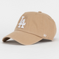 LOS ANGELES DODGERS ADJUSTABLE 47 BRAND CLEAN UP HAT - KHAKI