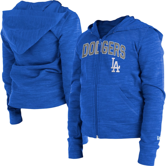 LOS ANGELES DODGERS GIRLS FULL ZIP SPACE DYE ARCH SWEATER