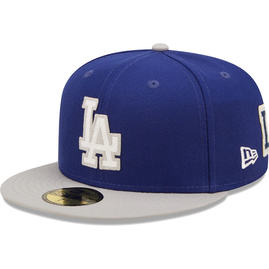 LOS ANGELES DODGERS LETTERMAN 59FIFTY FITTED HAT - BLUE/GRAY