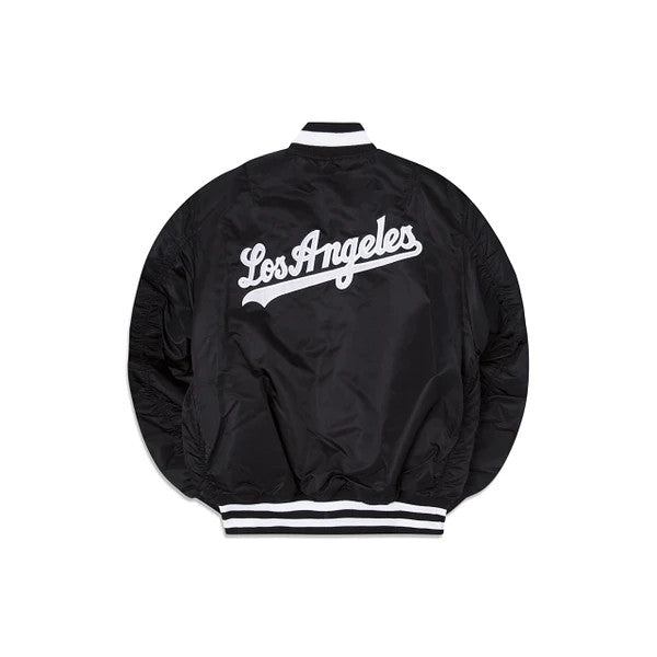 LOS ANGELES DODGERS MEN'S ALPHA INDUSTRIES REVERSIBLE BOMBER JACKET - BLACK