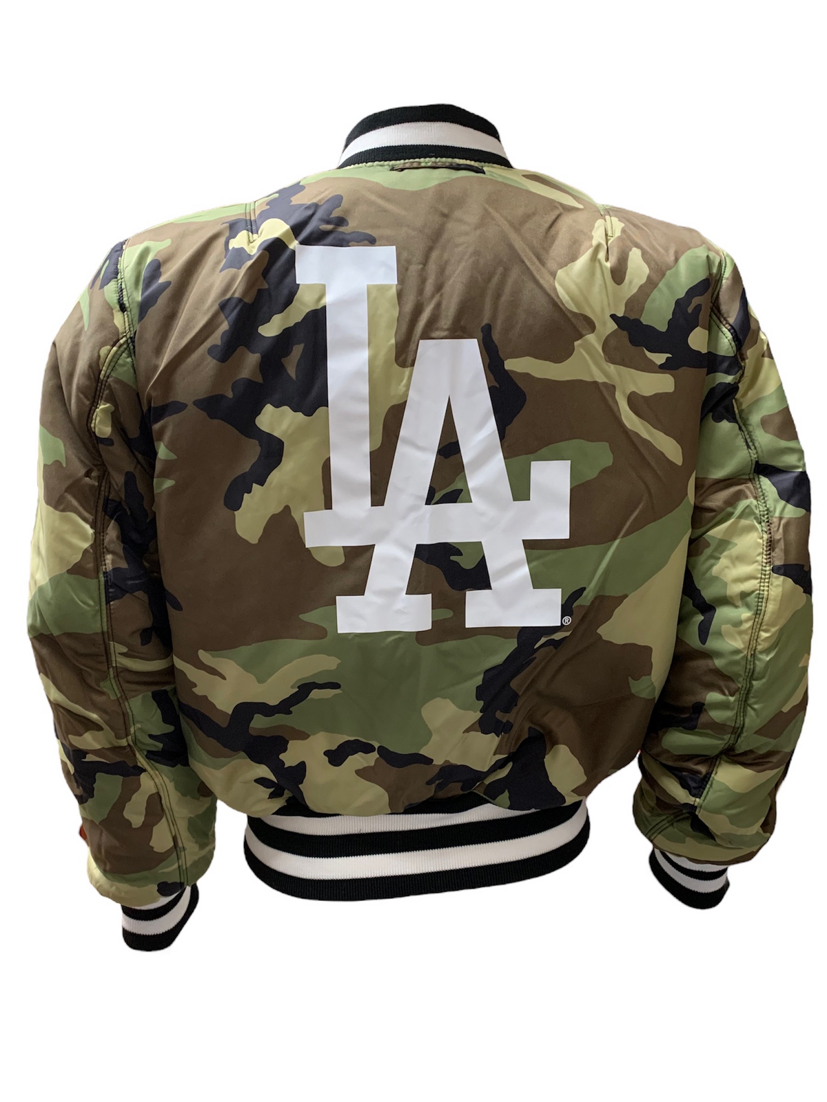 LOS ANGELES DODGERS MEN'S ALPHA INDUSTRIES REVERSIBLE BOMBER JACKET - BLACK