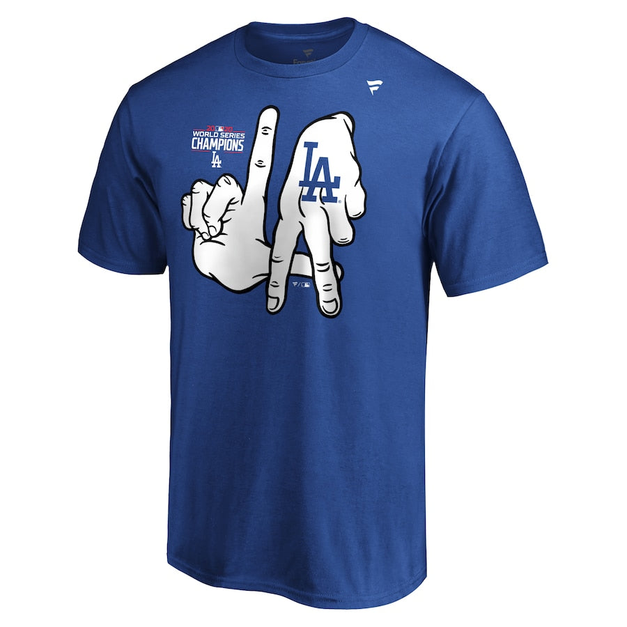 Fanatics Los Angeles Dodgers Men's MLB 2020 World Series Champs Ring Bling T-Shirt 20 Blu / XL