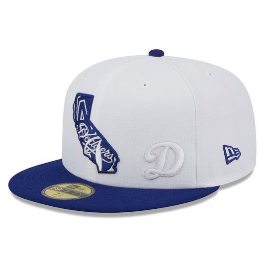 LOS ANGELES DODGERS STATE 59FIFTY FITTED HAT - WHITE/BLUE