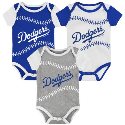 LOS ANGELES DODGERS NEWBORN BEST EVER 3 PACK ONESIE SET