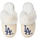 LOS ANGELES DODGERS WOMEN'S CREAM FAUX FUR SLIPPER