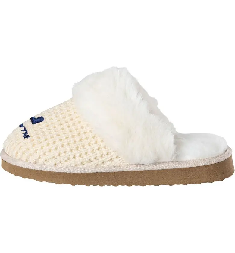 LOS ANGELES DODGERS WOMEN'S CREAM FAUX FUR SLIPPER