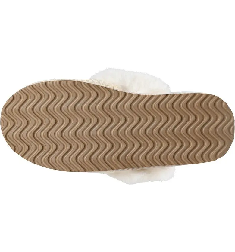 LOS ANGELES DODGERS WOMEN'S CREAM FAUX FUR SLIPPER