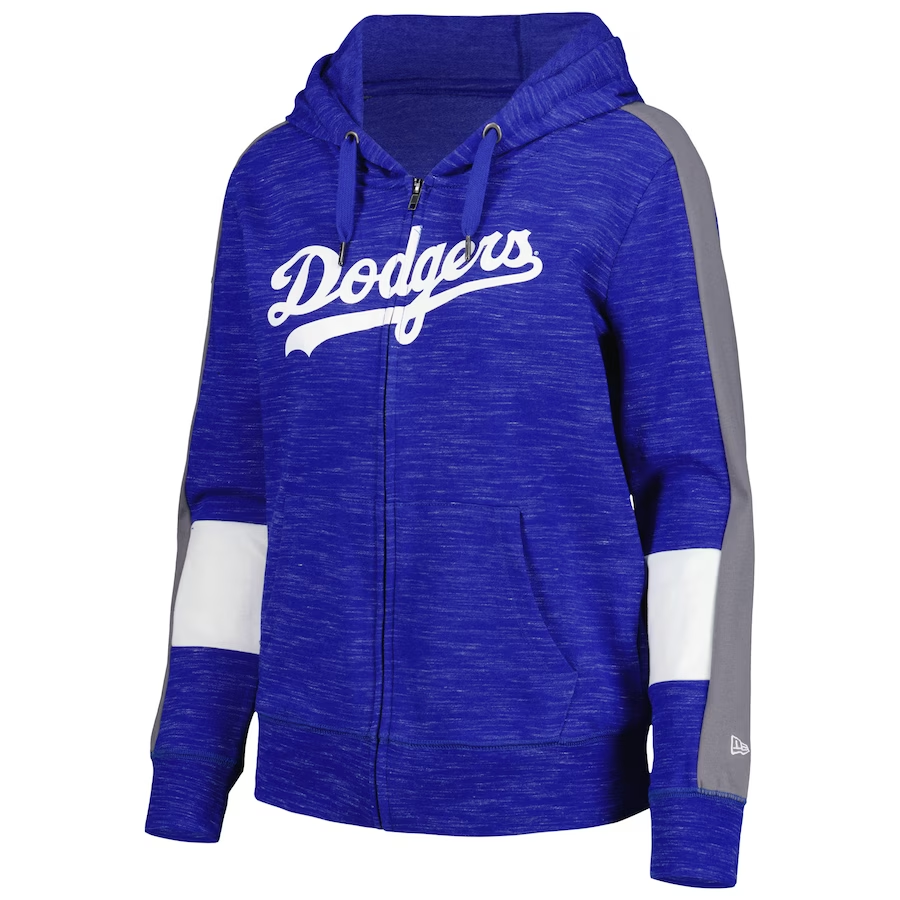 LOS ANGELES DODGERS WOMEN'S FULL ZIP COLOR BLOCK HOODED SWEATSHIRT