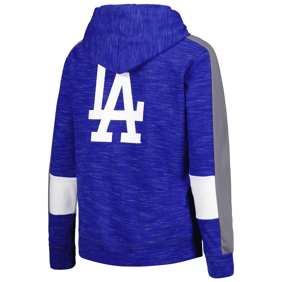 LOS ANGELES DODGERS WOMEN'S FULL ZIP COLOR BLOCK HOODED SWEATSHIRT