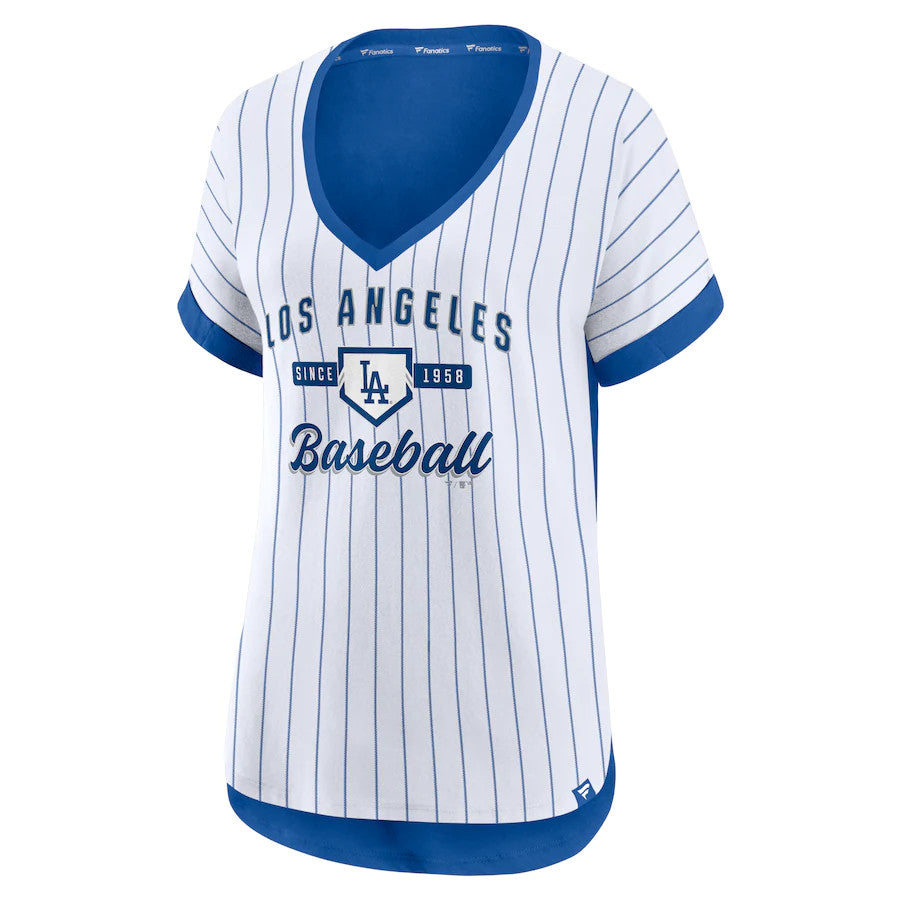 FIFTH&OCEAN Los Angeles Dodgers Women's Pinstripe T-Shirt 20 Wht / M