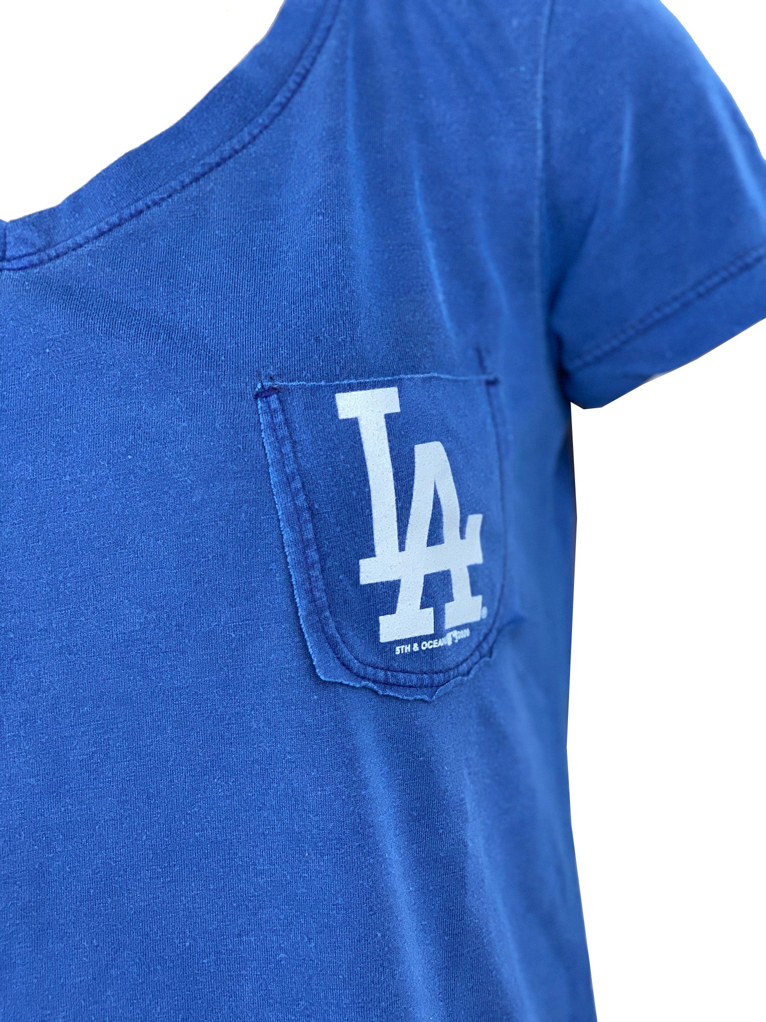 FIFTH&OCEAN Los Angeles Dodgers Women's Pocket Logo T-Shirt 20 Blu / S