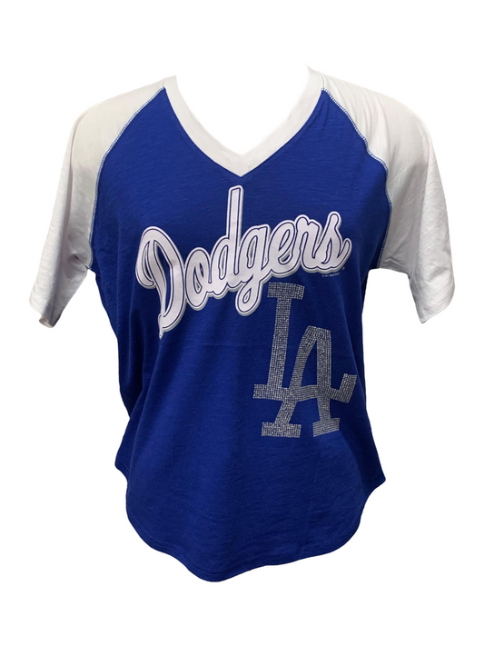 CAMISETA DE CUELLO EN V PARA MUJER POWER MOVE DE LOS ANGELES DODGERS