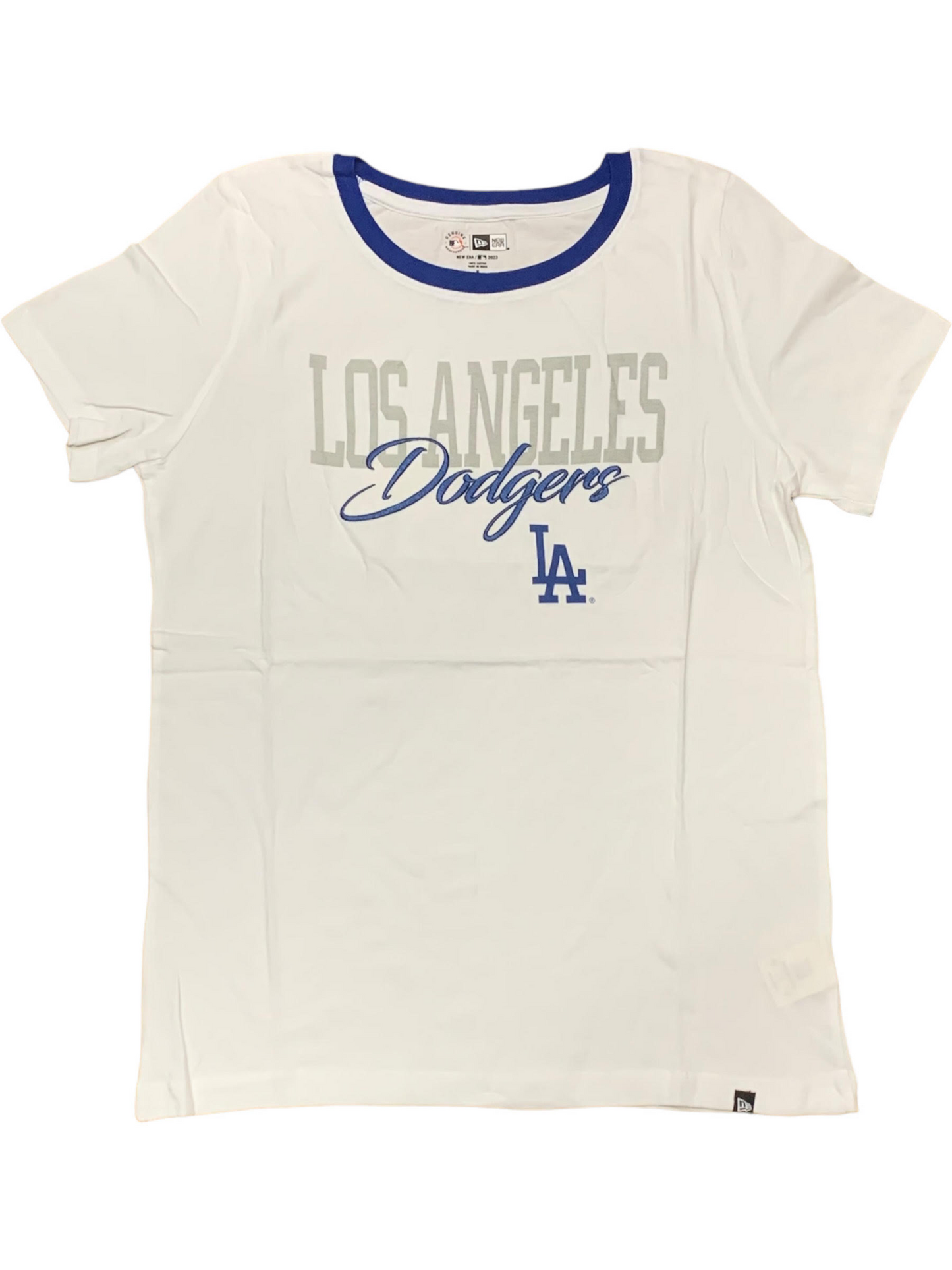 LOS ANGELES DODGERS WOMEN'S RINGER SCOOP LOGO TEE