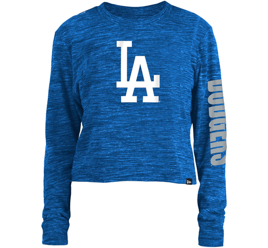 LOS ANGELES DODGERS WOMEN'S SPACE DYE CROP TOP LONG SLEEVE T-SHIRT