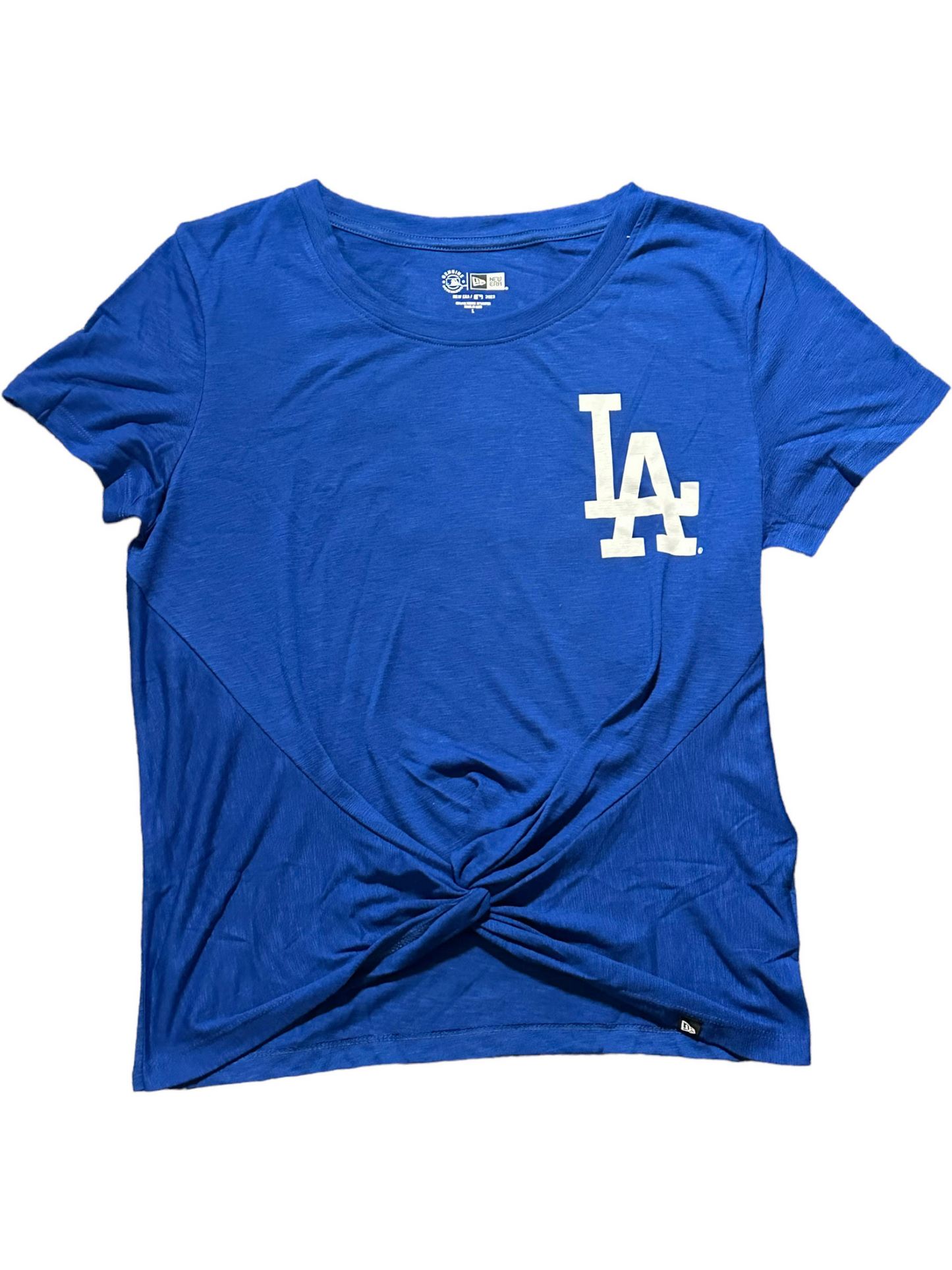 New Era Los Angeles Dodgers Women's Stamped Front Knot T-Shirt 23 / L
