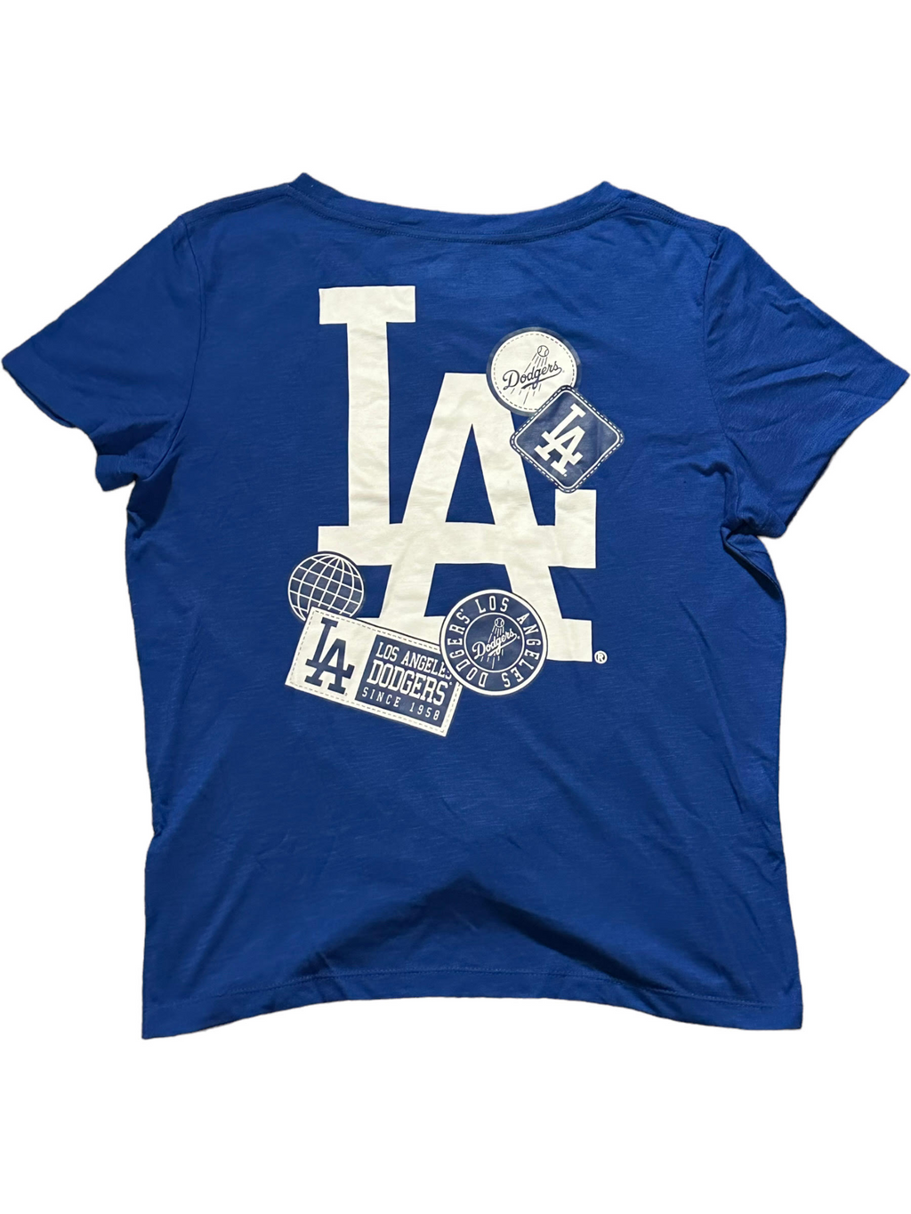 LOS ANGELES DODGERS WOMEN'S STAMPED FRONT KNOT T-SHIRT