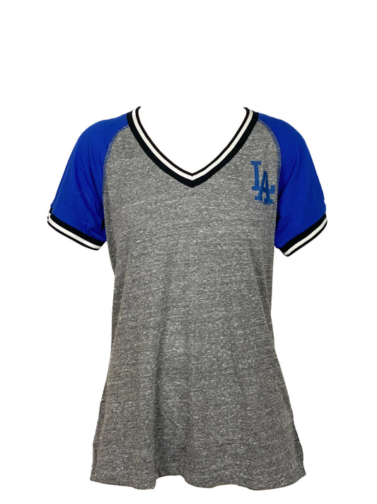 CAMISETA DE CUELLO A RAYAS PARA MUJER LOS ANGELES DODGERS