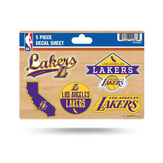 HOJA DE ADHESIVOS DE 5 PIEZAS DE LOS ANGELES LAKERS