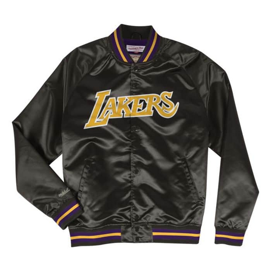 LOS ANGELES LAKERS MEN'S LIGHTWEIGHT SATIN JACKET-BLACK