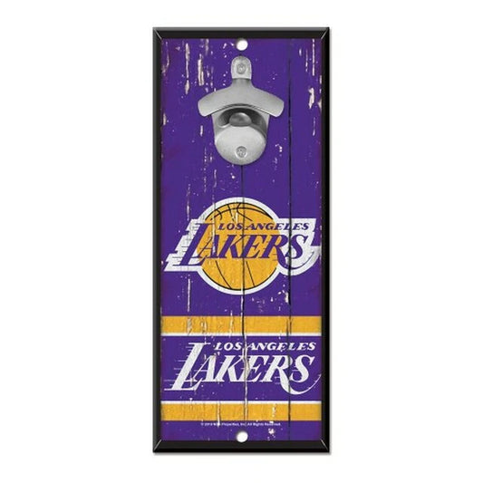LOS ANGELES LAKERS WOOD WALL MOUNT BOTTLE OPENER