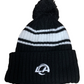 LOS ANGELES RAMS 2022 SIDELINE SPORT CUFFED POM KNIT -BLACK/WHITE