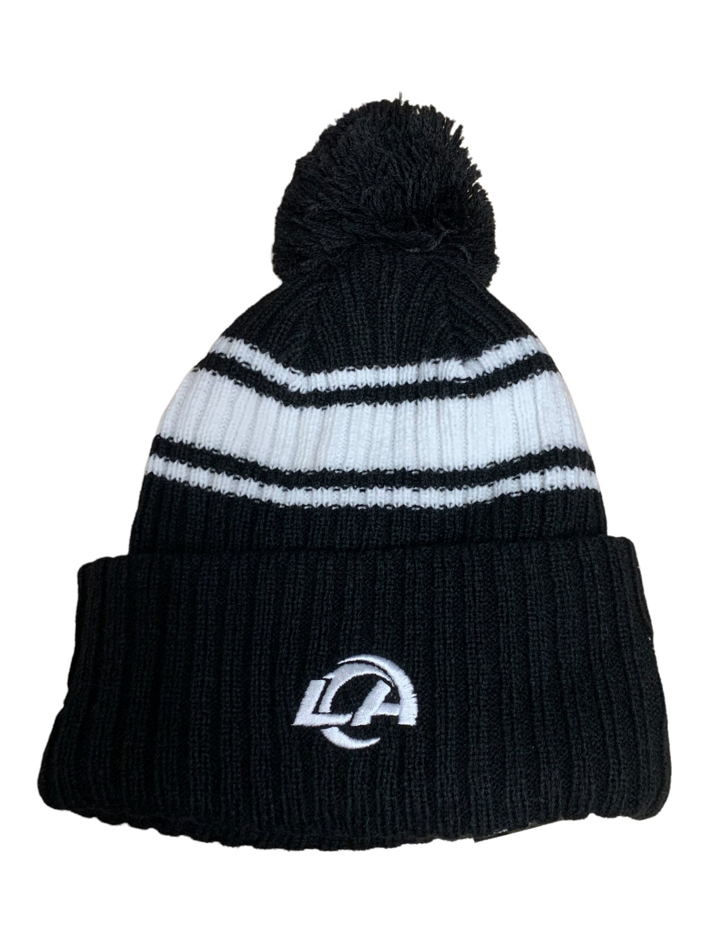 LOS ANGELES RAMS 2022 SIDELINE SPORT CUFFED POM KNIT -BLACK/WHITE