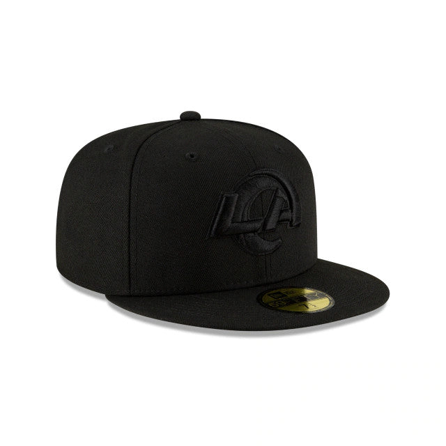 LOS ANGELES RAMS NEGRO SOBRE NEGRO LOGOTIPO BÁSICO 59FIFTY FITTED