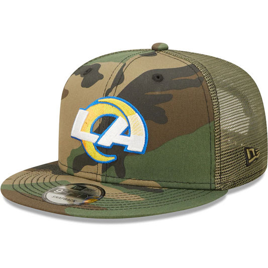 LOS ANGELES RAMS CAMO TRUCKER 9FIFTY SNAPBACK HAT