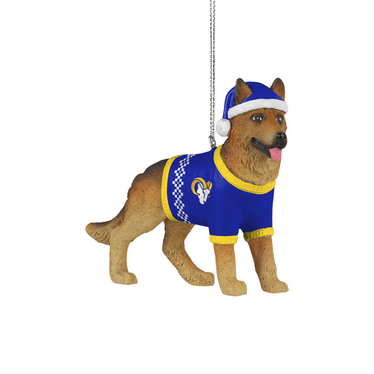 LOS ANGELES RAMS GERMAN SHEPHERD CHRISTMAS ORNAMENT