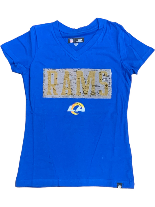 CAMISETA CON LENTEJUELAS DEL EQUIPO PARA NIÑAS RAMS DE LOS ÁNGELES