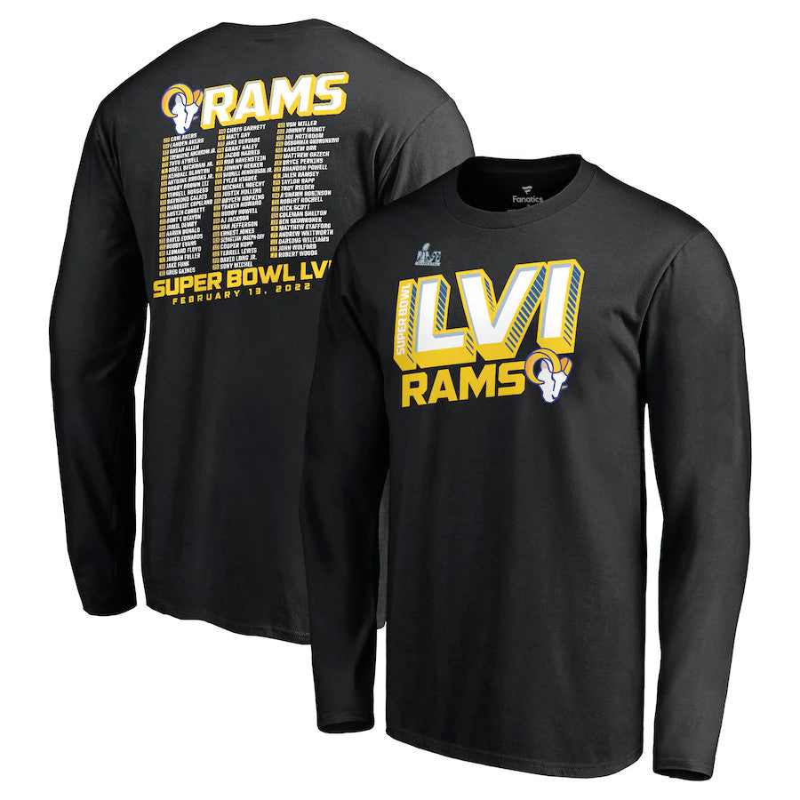 LOS ANGELES RAMS MEN'S 2021 SBLIV TILTED ROSTER LONGSLEEVE T-SHIRT