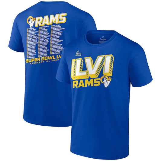 LOS ANGELES RAMS MEN'S 2021 SBLIV TILTED ROSTER T-SHIRT