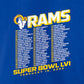 LOS ANGELES RAMS MEN'S 2021 SBLIV TILTED ROSTER T-SHIRT