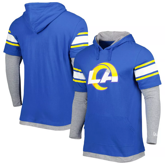 SUDADERA DE HOMBRE DE MANGA LARGA DE 2 TONOS CON CAPUCHA Y CAPUCHA DE LOS ANGELES RAMS