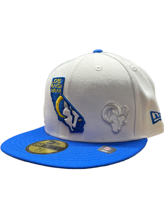 LOS ANGELES RAMS STATE 59FIFTY FITTED HAT - WHITE/BLUE