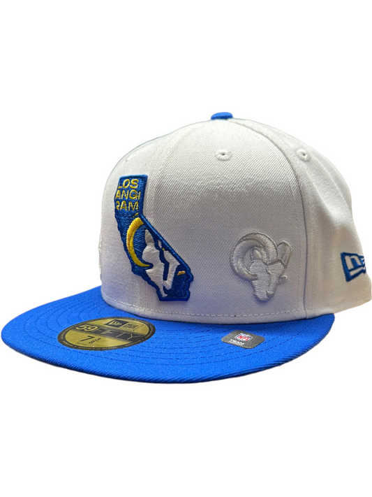 LOS ANGELES RAMS HOMBRE ESTADO BLANCO/AZUL 59FIFTY AJUSTADO