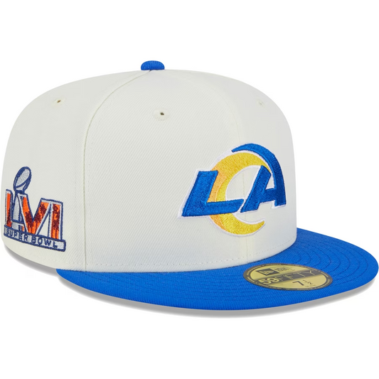 LOS ANGELES RAMS RETRO PATCH 59FIFTY FITTED HAT - CREAM/ BLUE